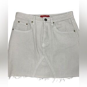 Signature8 Womens Distressed Denim Mini Skirt Beige Size Medium NWT